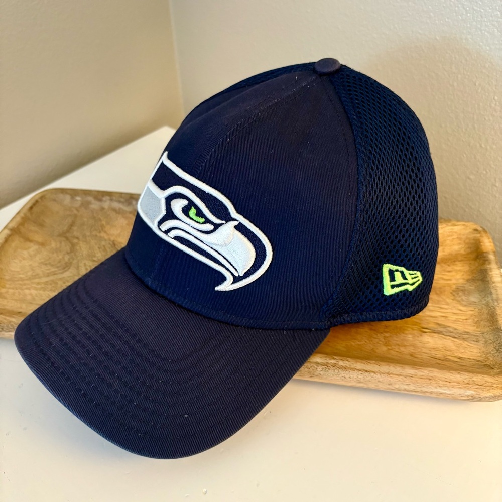 New Era Navy and Neon Green Seahawks Cap